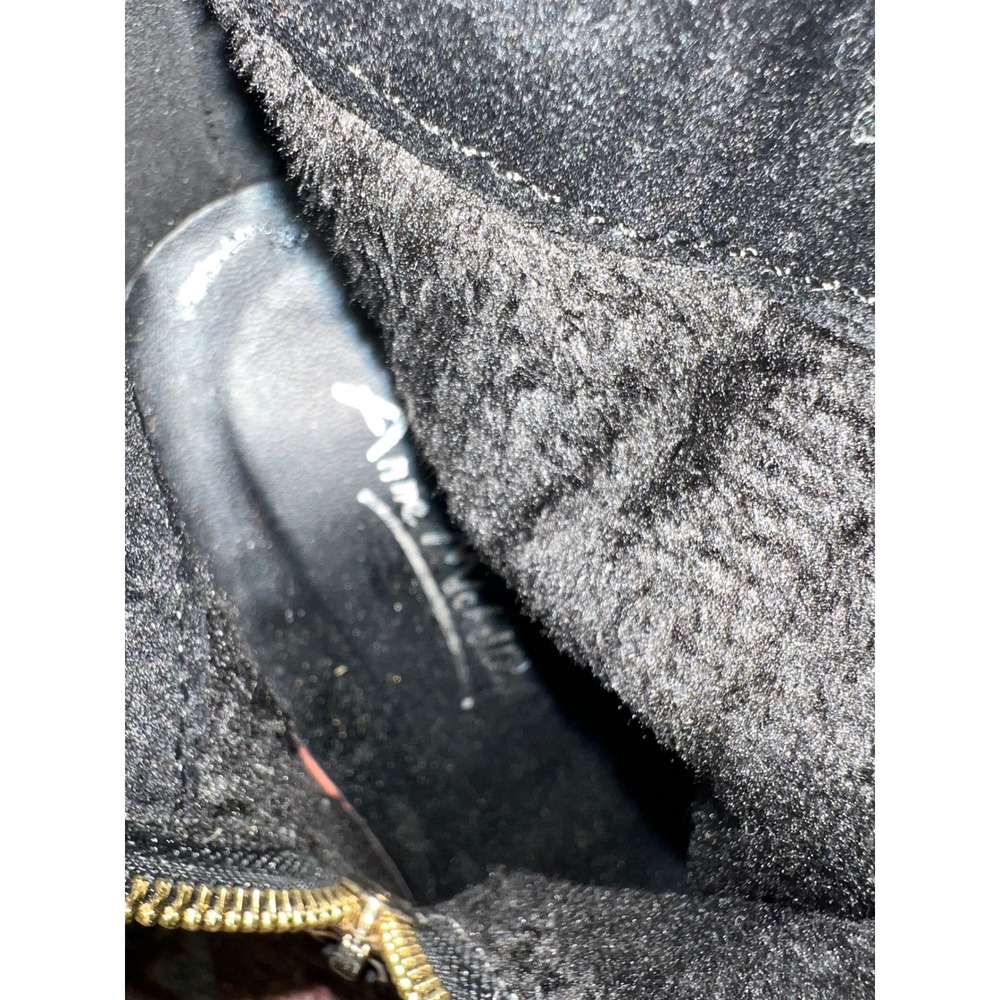 Black Suede Ankle Boots‎ with Gold Zipper Detail Size 6.5 Stiletto Heels - Picture 4 of 4